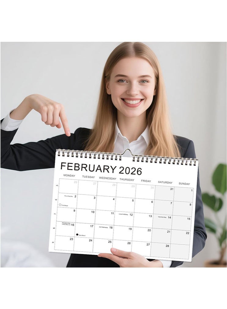 تقويم حائط لعام 2026، 18 شهرًا، مقاس A4 كبير، مزود بخطاف للتعليق، ورق سميك فاخر، مثالي للتخطيط والتنظيم في المنزل والمكتب والمدرسة، لحفظ التواريخ المهمة، مثالي للتنظيم. - Image 4